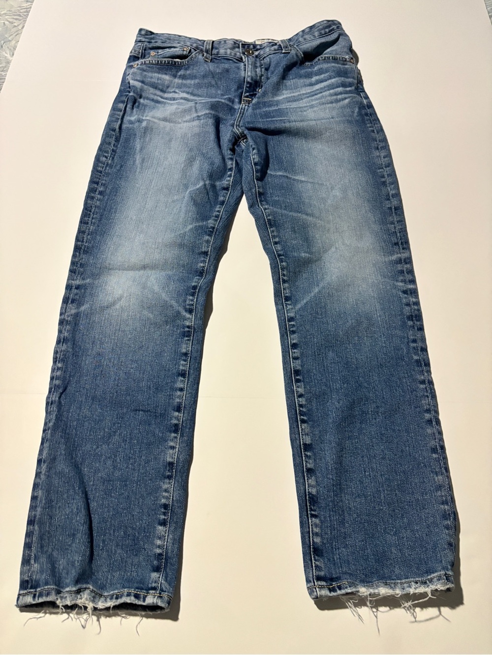 AG Adriano Goldschmied Slouchy Slim Medium Wash Raw Hem Jeans - Size 28